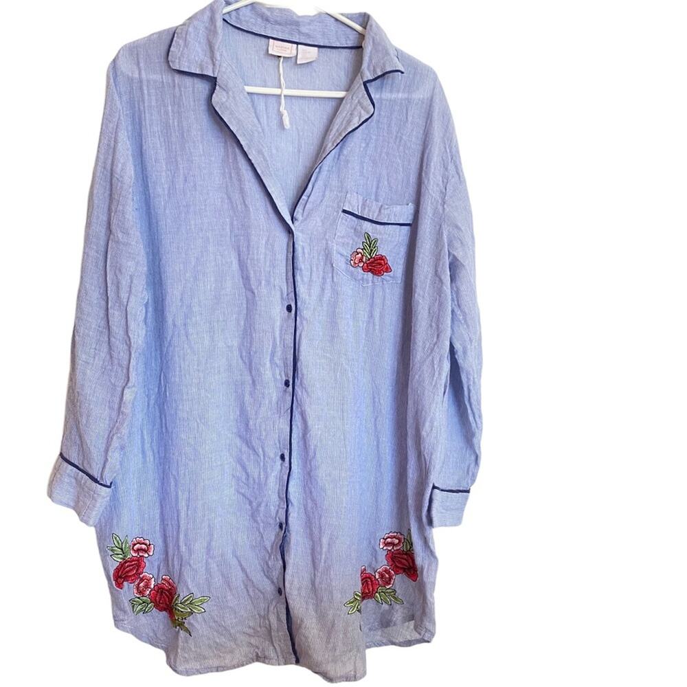 Marina Luna Cover Up Swim Boho Embroidered Beach or Night shirt L